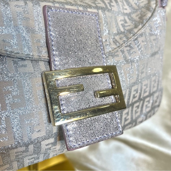 💕SOLD💕Fendi vintage zucchino monogram logo mama baguette rose gold shimmer - Picture 2 of 16